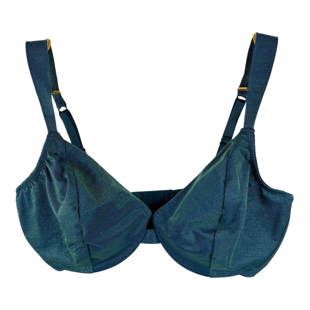 Vintage Blue Green Balconette Shiny‎ Duochrome Bra 36D Made in USA